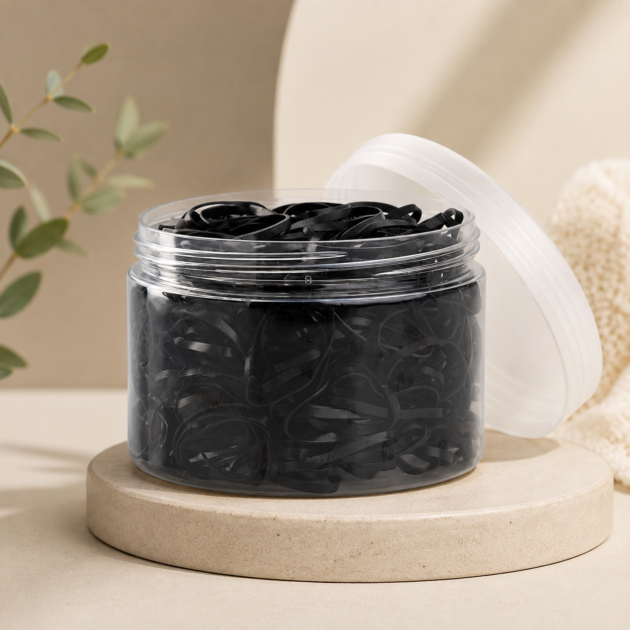 Black Elastic Hair Bands Container