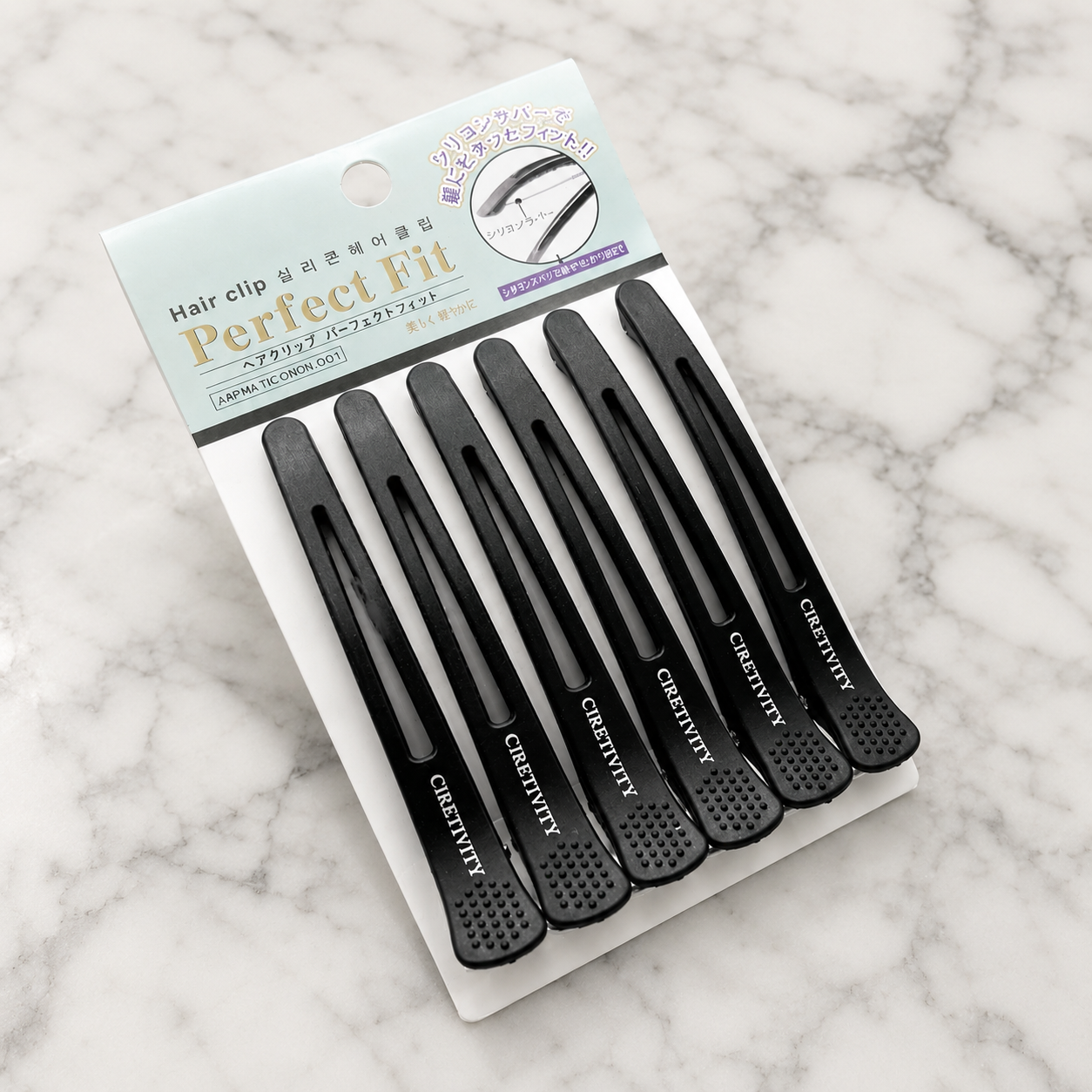 Black Sectioning Hair Clip with Elastic Bands 6pcs