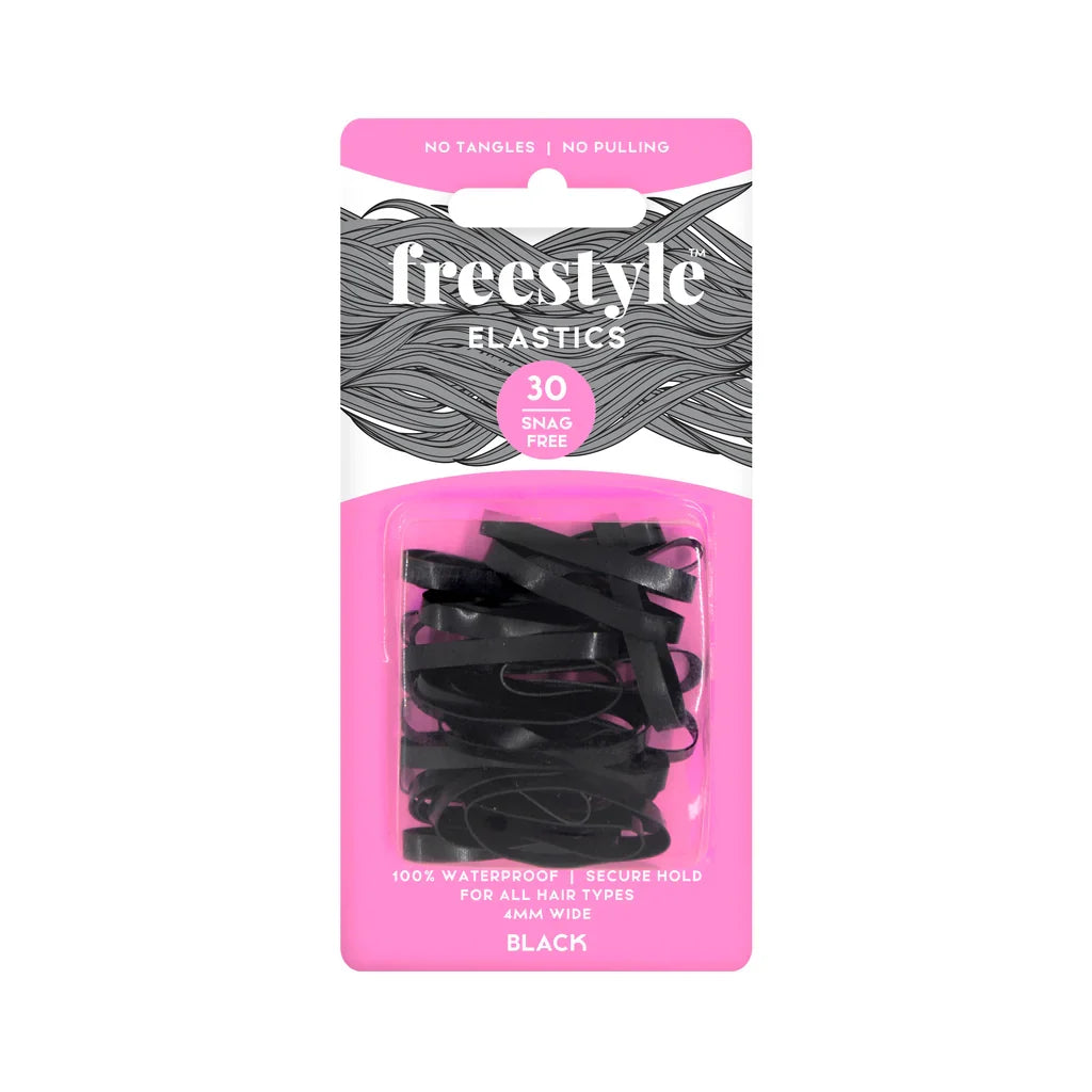 Freestyle Elastics 30 Snag Free Wide 4mm Black/Clear