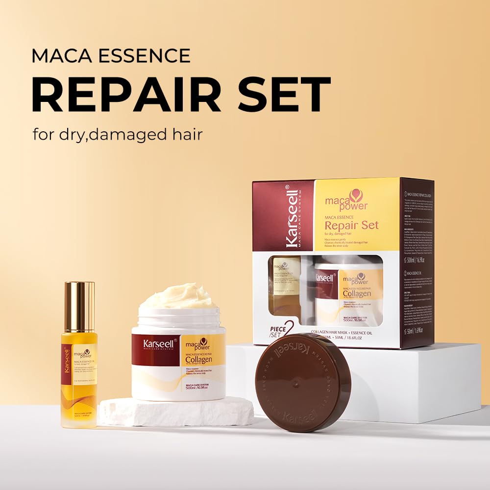 Karseell Maca Power Collagen Hair Treatment Mask & Essence Oil Repair 2-Piece Set