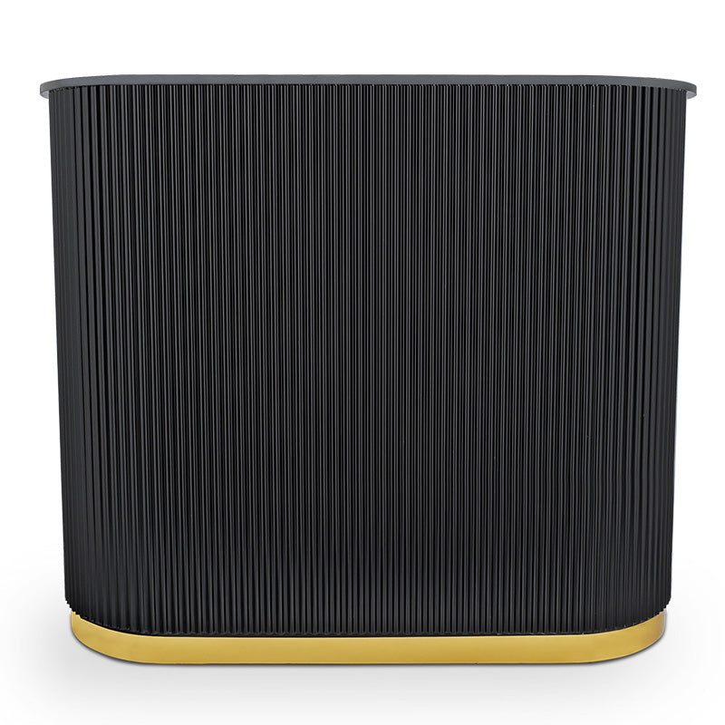 Lux Fluted Reception Desk with Gold Base D07 120CM - Black