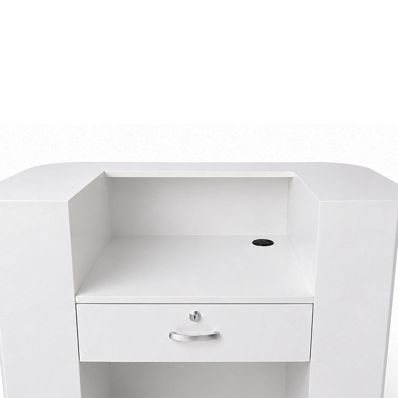 Lux Fluted Reception Desk with Gold Base D08 90CM - White