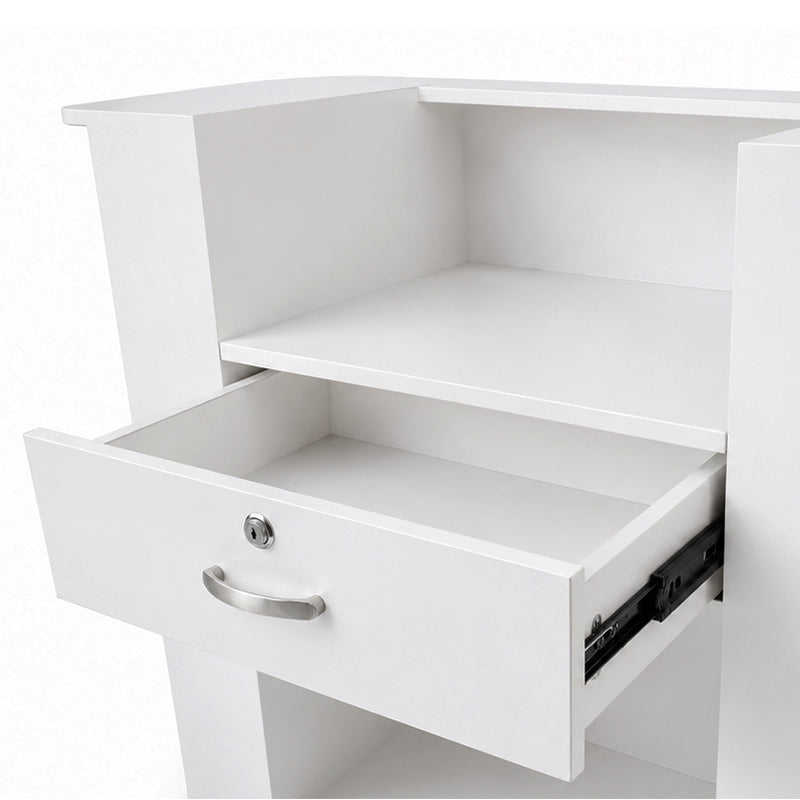 Lux Fluted Reception Desk with Gold Base D08 90CM - White
