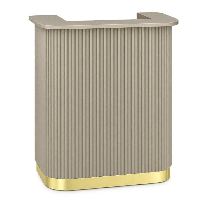 Lux Fluted Reception Desk with Gold Base D08 90CM - Latte