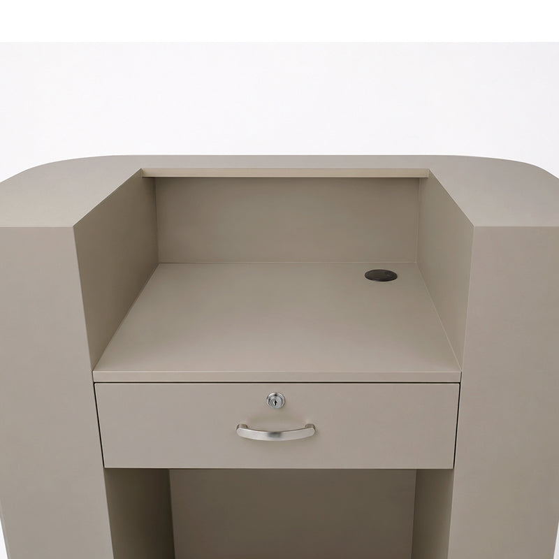 Lux Fluted Reception Desk with Gold Base D08 90CM - Latte