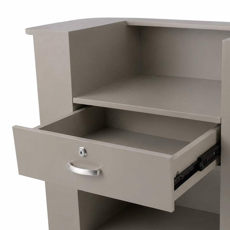 Lux Fluted Reception Desk with Gold Base D08 90CM - Latte