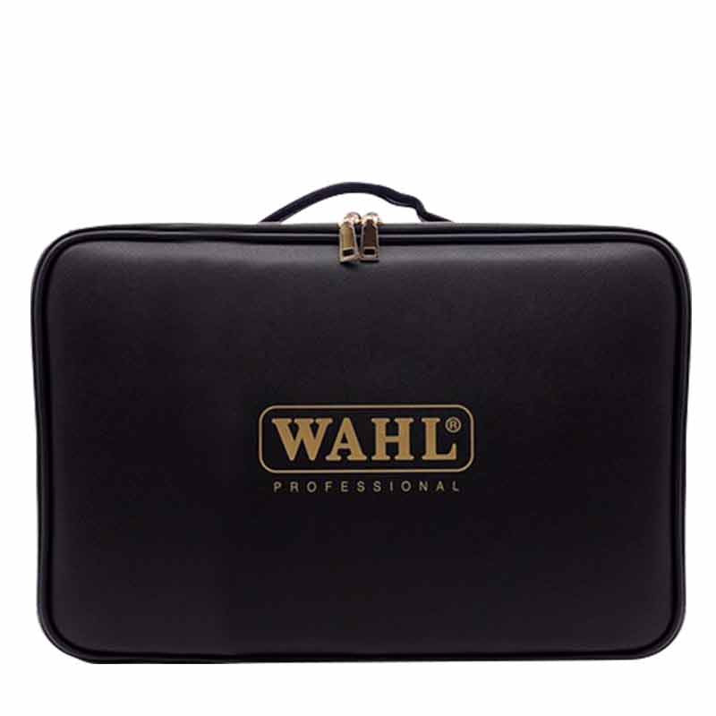 Wahl Black and Gold Logo Leather Case