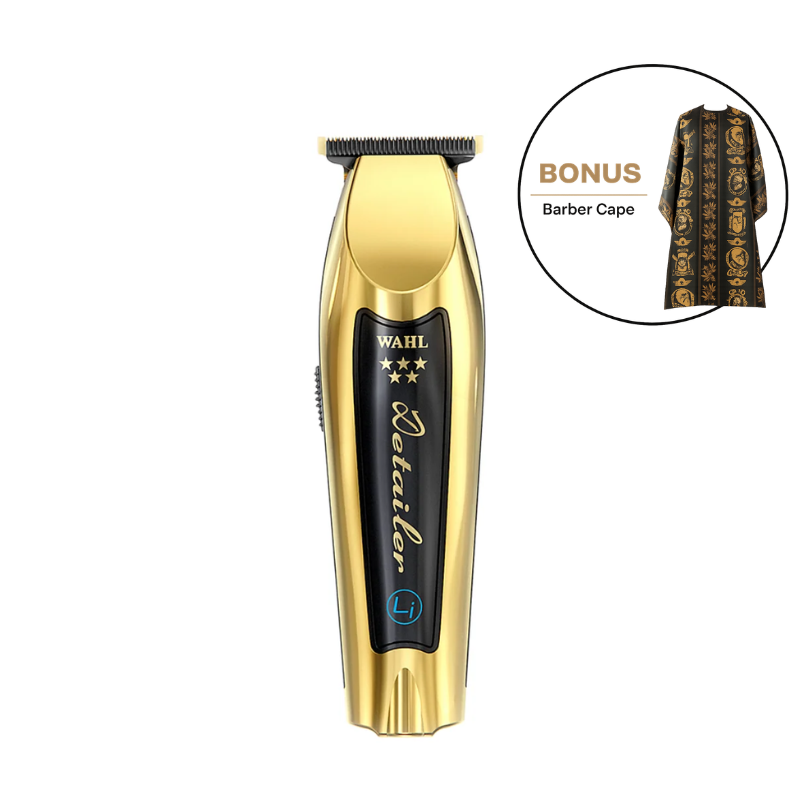 Wahl Professional 5 Star Gold Cordless Detailer Li Trimmer with BONUS Barber Cape