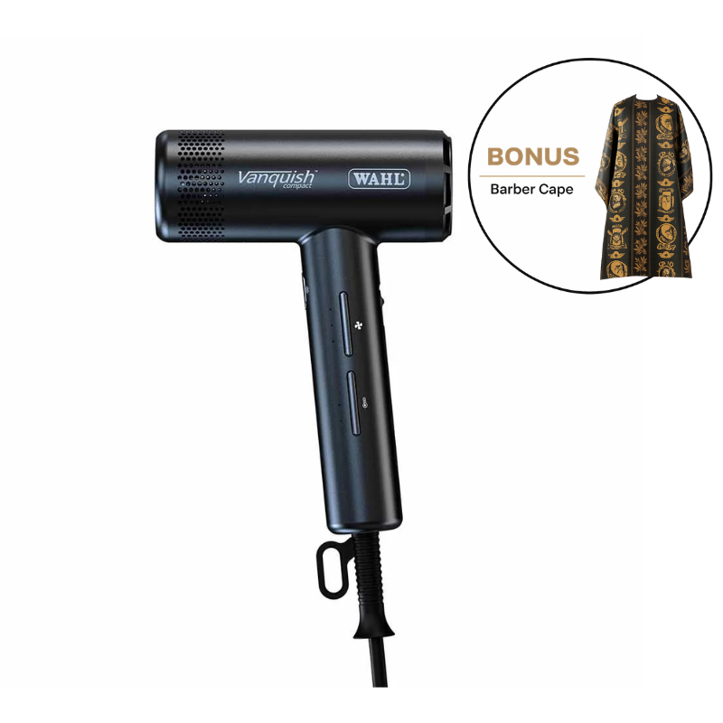 Wahl Vanquish Compact Hair Dryer with BONUS Barber Cape