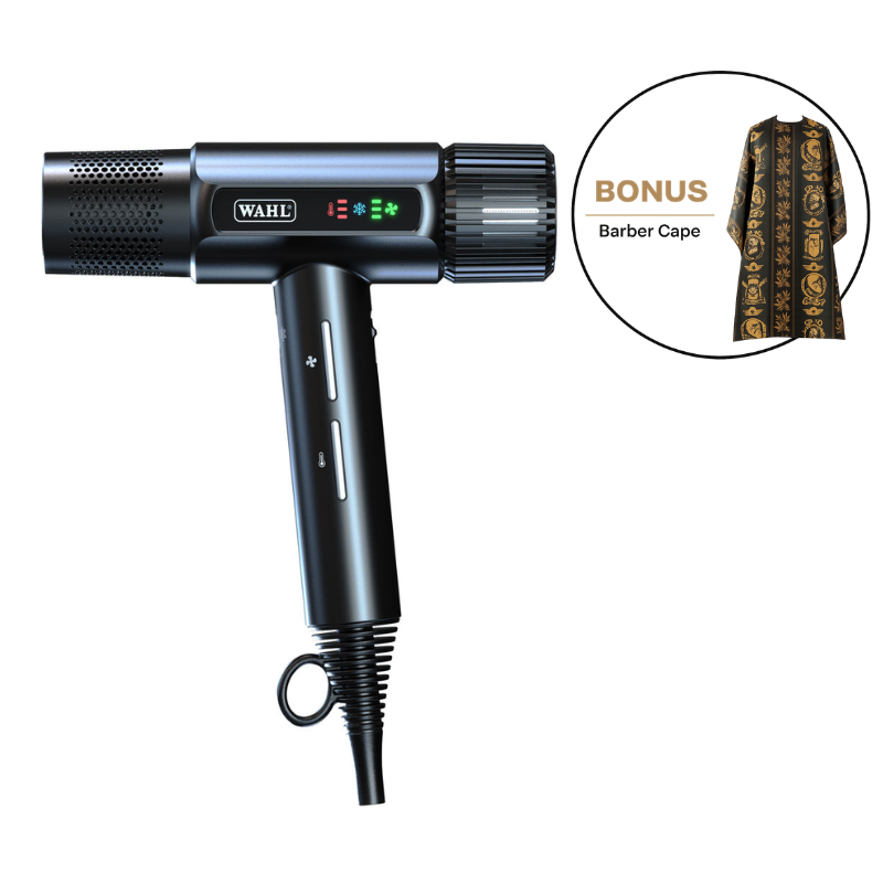 Wahl Vanquish Hair Dryer Black with BONUS Barber Cape