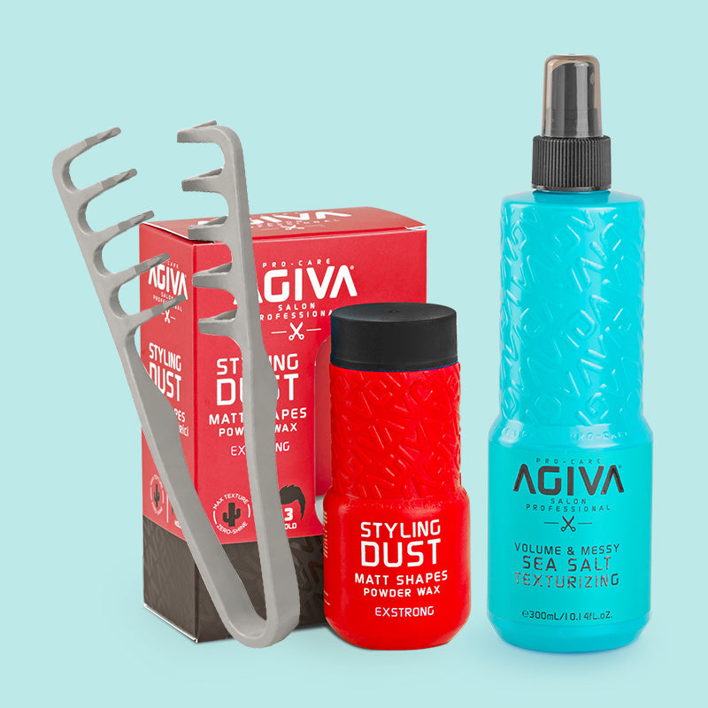 Agiva Texture Styling Kit (Sea Salt Spray + Styling Powder + Texture Comb)