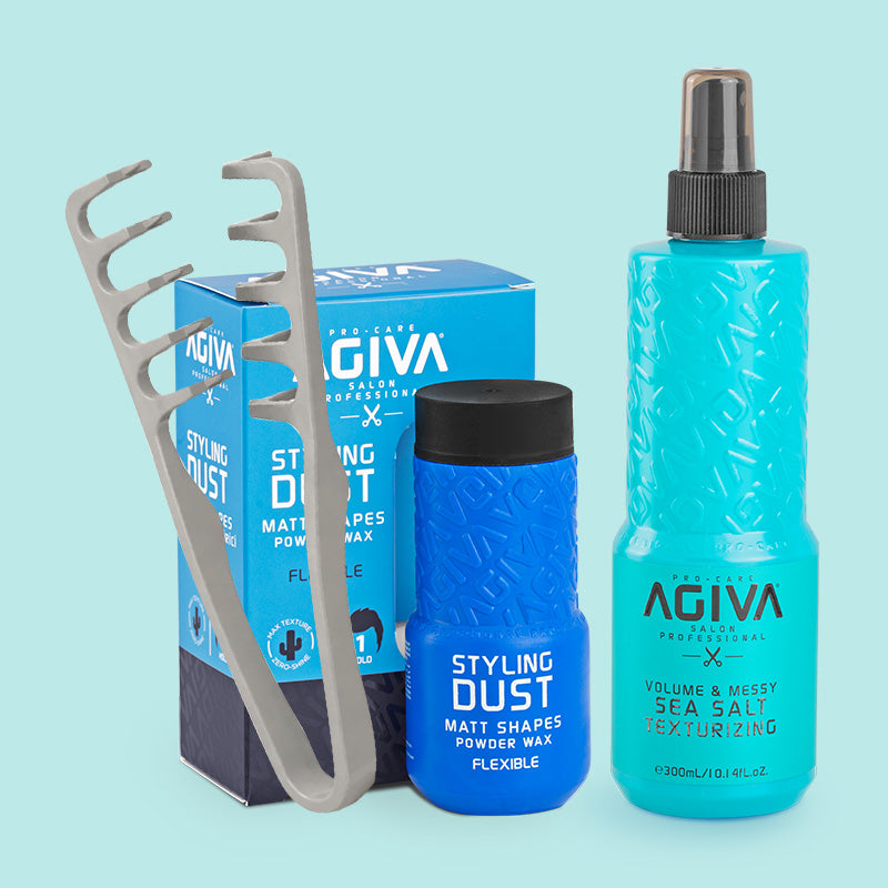 Agiva Texture Styling Kit (Sea Salt Spray + Styling Powder + Texture Comb)