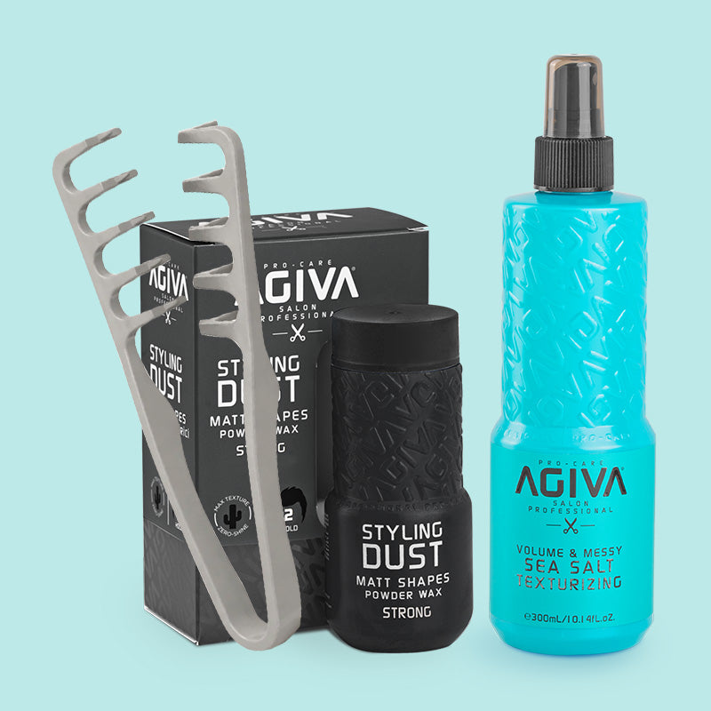 Agiva Texture Styling Kit (Sea Salt Spray + Styling Powder + Texture Comb)