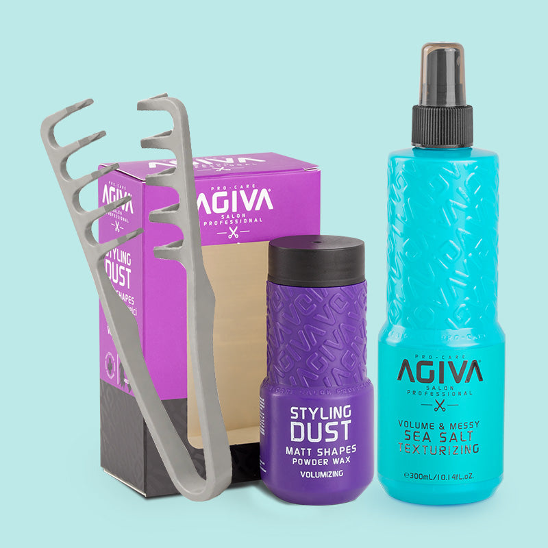 Agiva Texture Styling Kit (Sea Salt Spray + Styling Powder + Texture Comb)