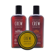 American Crew Daily Shampoo & Conditioner + Molding Clay Trio Set