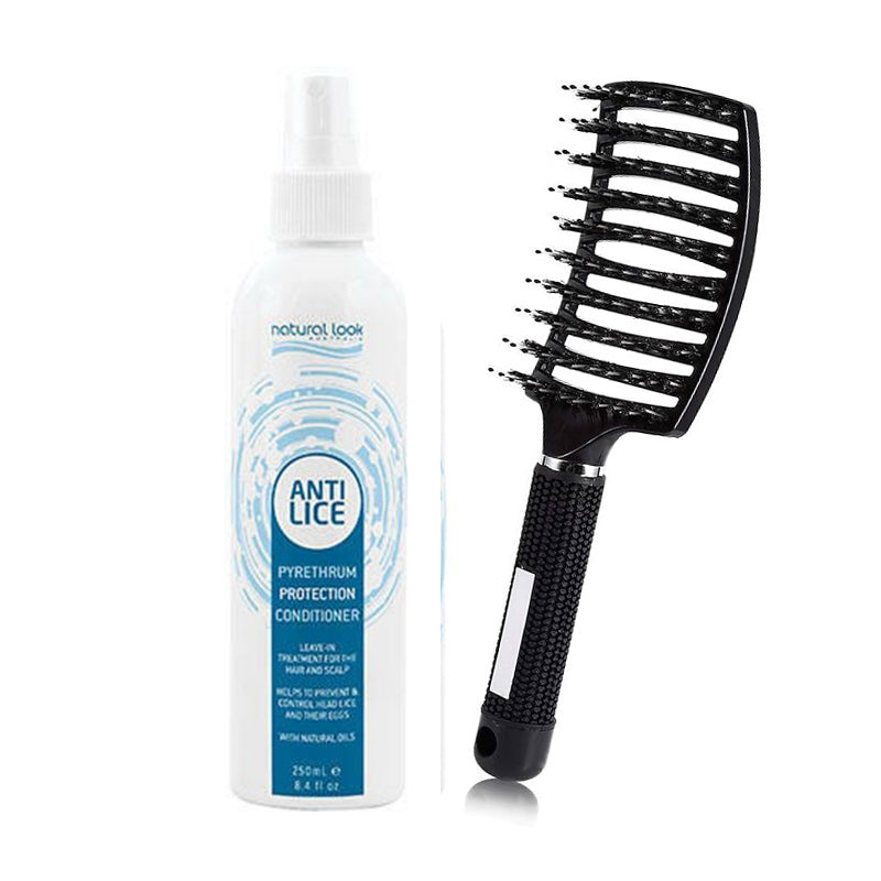 Natural Look Anti-Lice Pyrethrum Conditioner 250ml with Detangling Brush Set