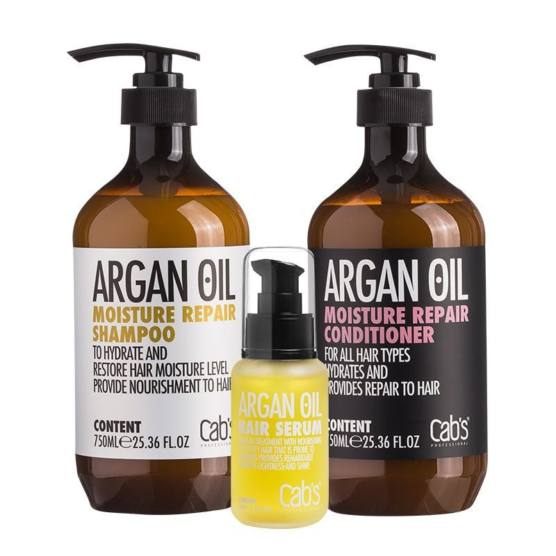 Cab's Argan Oil Moisture Repair Shampoo Serum Kit 750ml