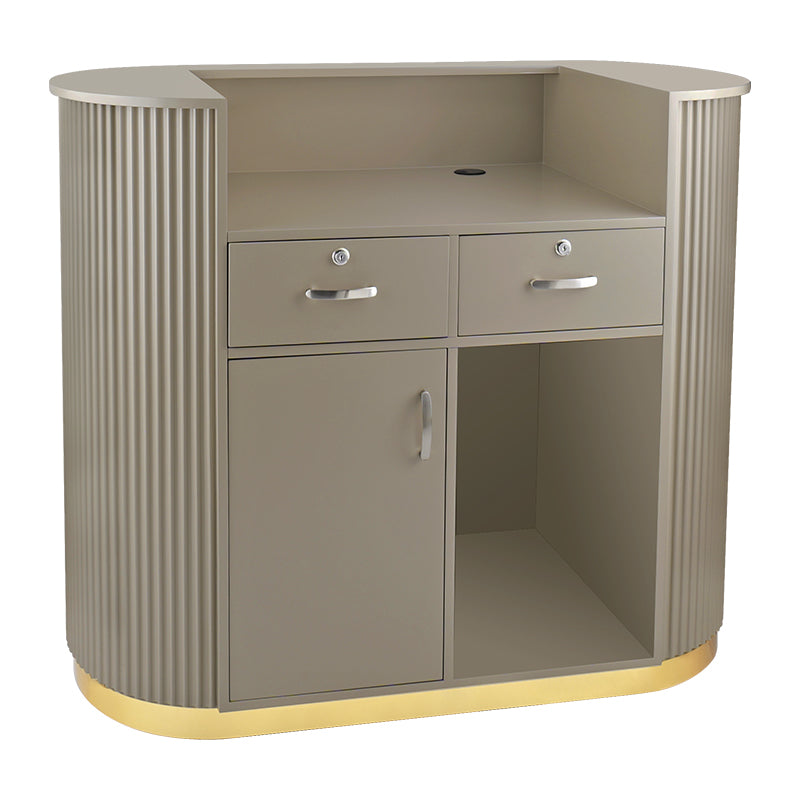 Lux Fluted Reception Desk with Gold Base D07 120CM - Latte