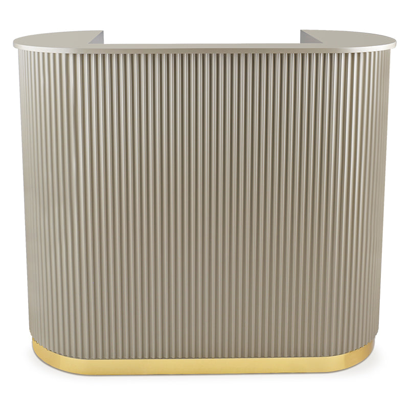 Lux Fluted Reception Desk with Gold Base D07 120CM - Latte