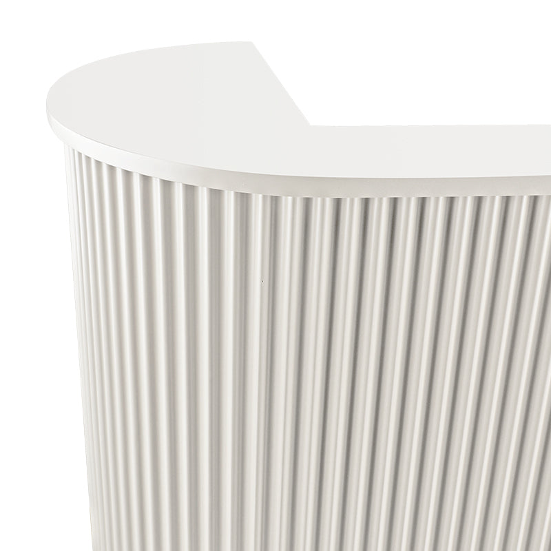 Lux Fluted Reception Desk with Gold Base D07 120CM - White