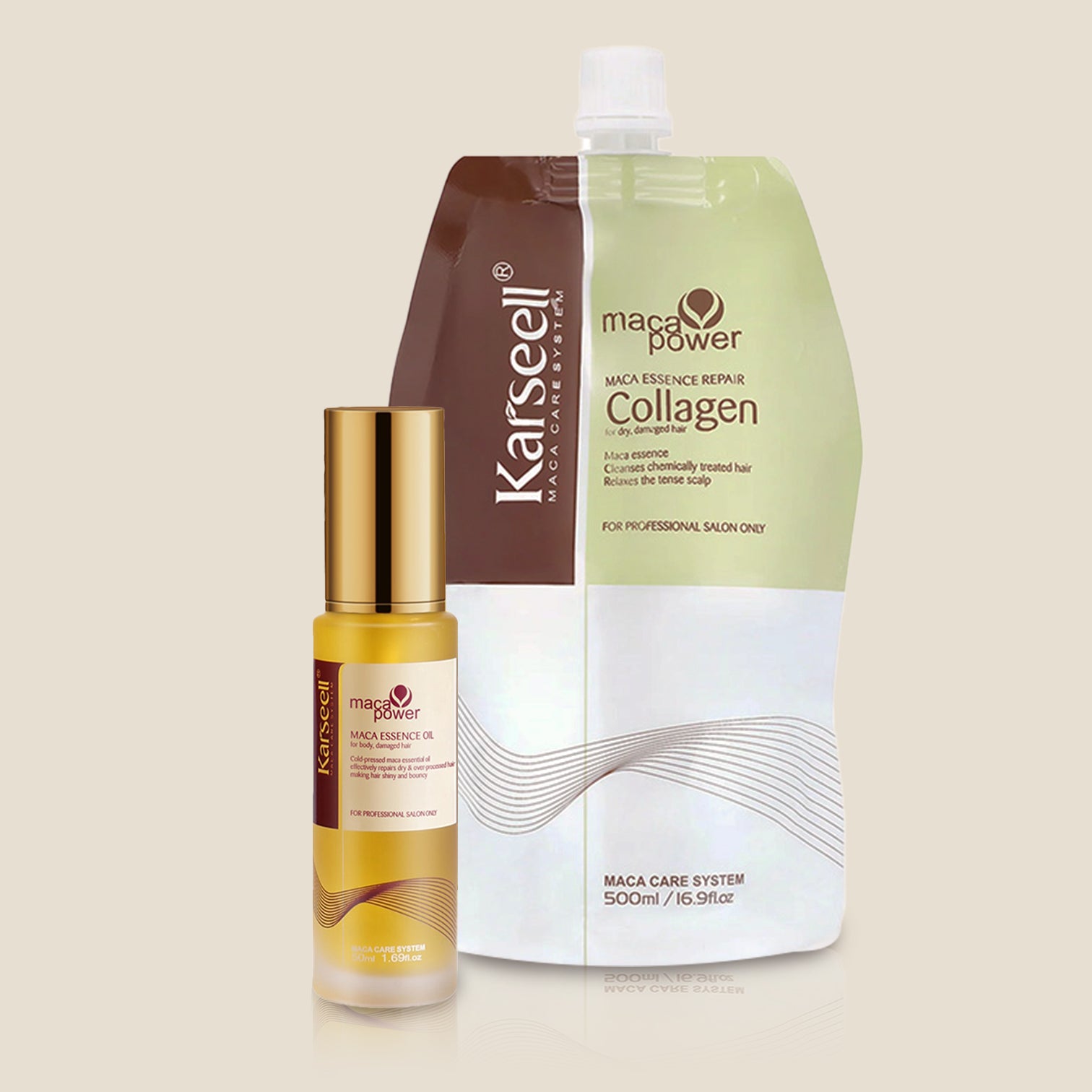 Karseell Maca Power Collagen Hair Treatment Duo Set (500ml Bag + 50ml Oil)
