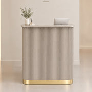 Lux Fluted Reception Desk with Gold Base D08 90CM - Latte