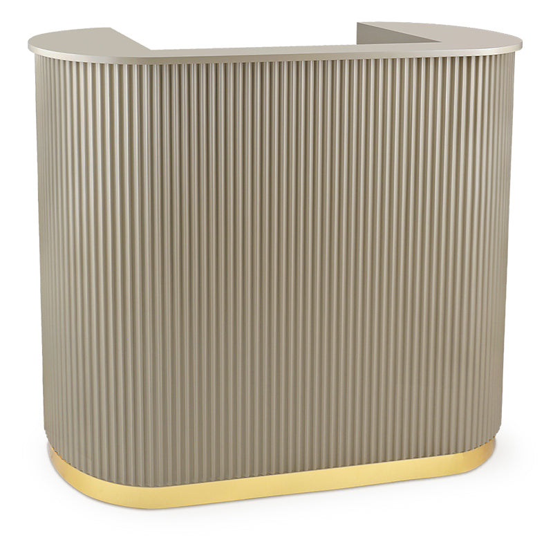 Lux Fluted Reception Desk with Gold Base D07 120CM - Latte