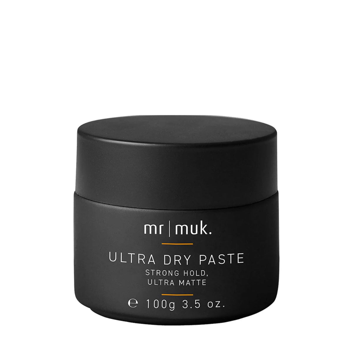A black jar of Mr. Muk Ultra Dry Paste with strong hold and ultra matte finish, shown on a clean white background.
