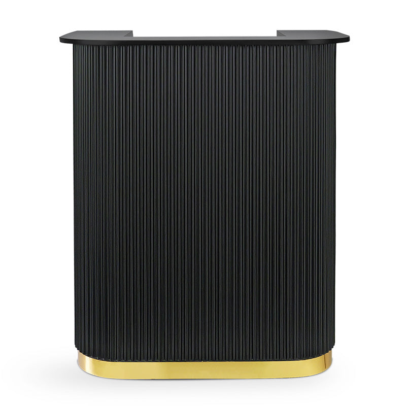 Lux Fluted Reception Desk with Gold Base D08 90CM - Black