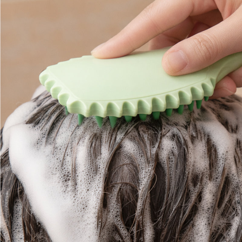 Long Handle Silicone Shampoo & Massage Brush Green