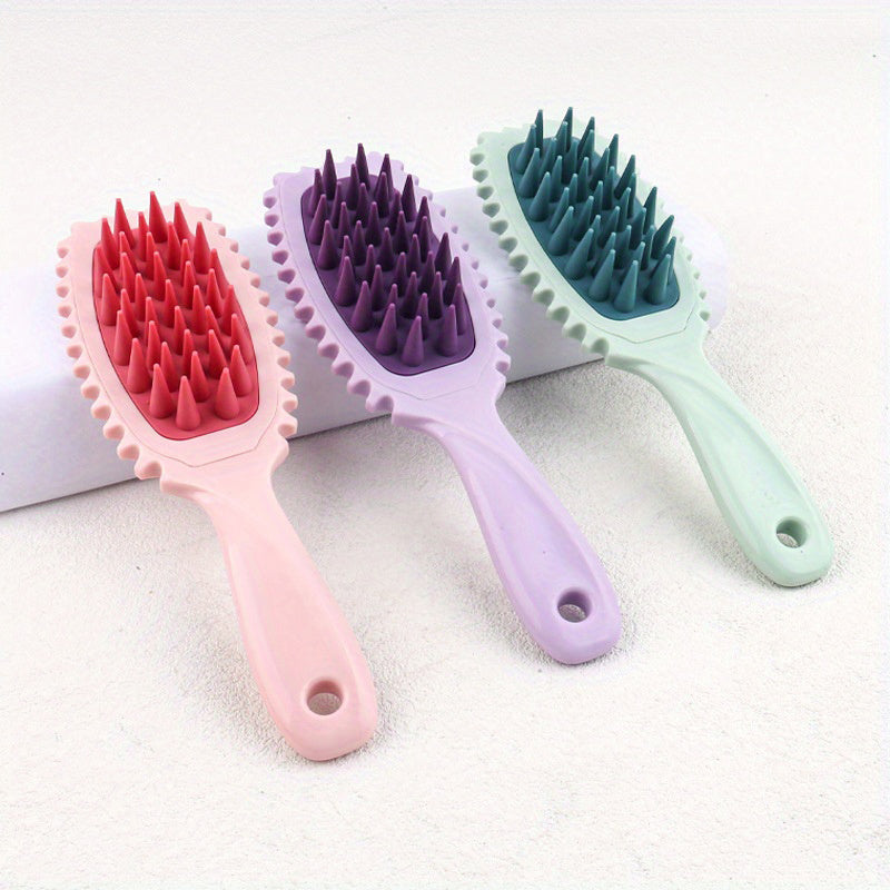Long Handle Silicone Shampoo & Massage Brush Pink