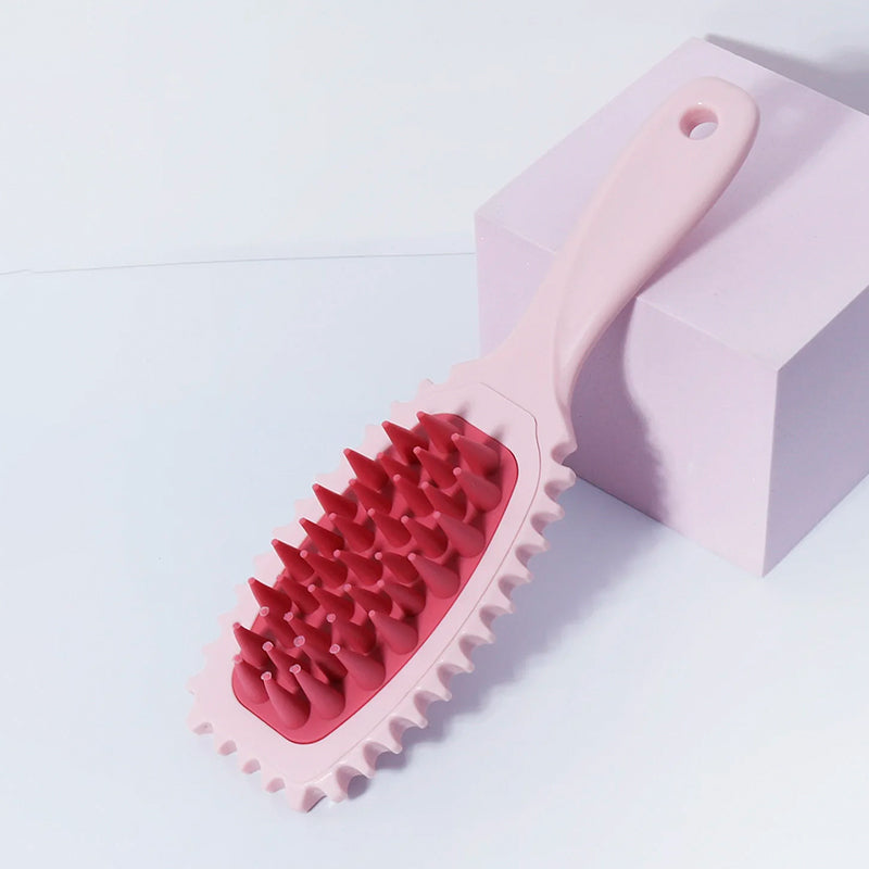 Long Handle Silicone Shampoo & Massage Brush Pink