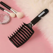 Curvy Vented Boar Bristle Detangling Brush Black